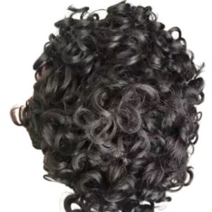 Prótesis Capilar de Cabello Rizado, SkinFlex Micropiel + Front Lace, Negro #1B